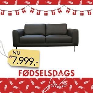 3 Pers Sofa Model Milano - Fuld Læder - Sort 